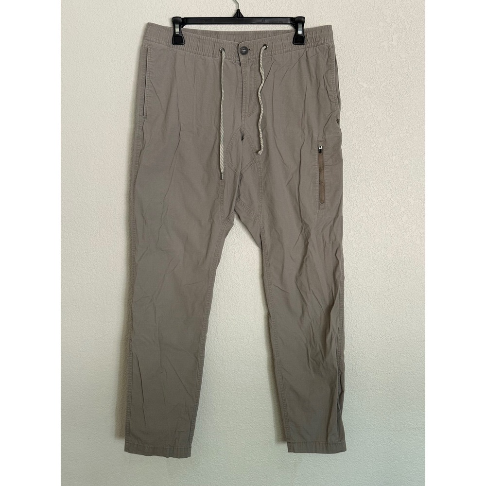 Vuori Ripstop Pant Mens Large Khaki Tan V412 Stretch Hiking Travel Trousers
